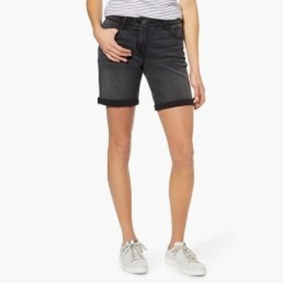 Wit & Wisdom Pants - WIT & WISDOM 'Ab'Solution Roll Cuff Denim Shorts in Black Size 14